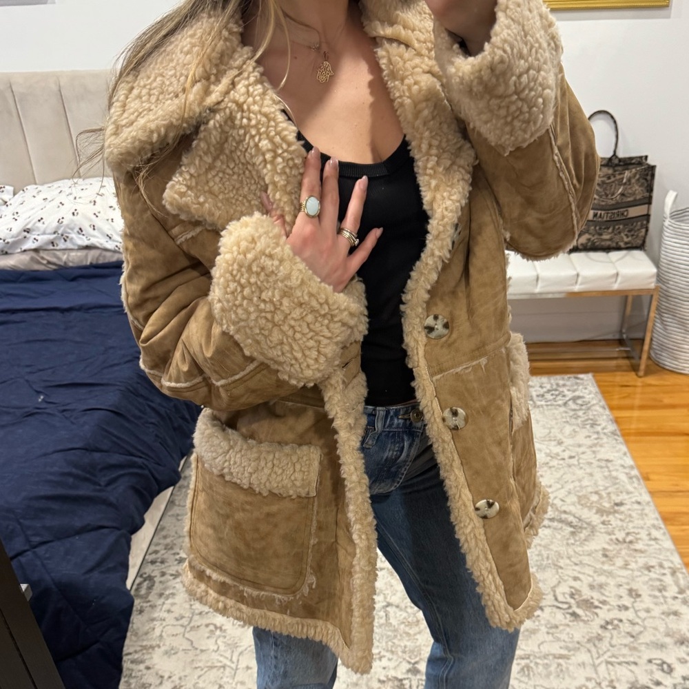 Women's Tan Shearling Coat